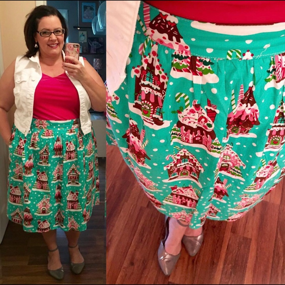 Retrolicious Gingerbread Christmas Skirt - Size 3X